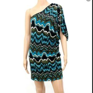 LAUNDRY by Design Olive/Blue one-shoulder dress 8